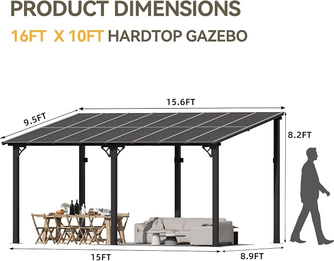 Aoxun 16' x 10' Gazebo for Patio, Gazebo Pergola - Image 2