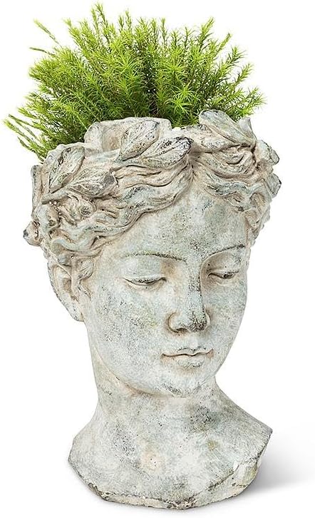 Abbott Collection Goddess Head Planter – Large Cement Indoor and Outdoor - Image 3