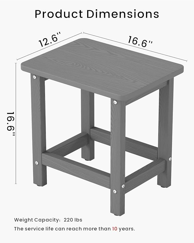 Weatherproof Outdoor Side Table, HDPE Small Outdoor Table - Image 3