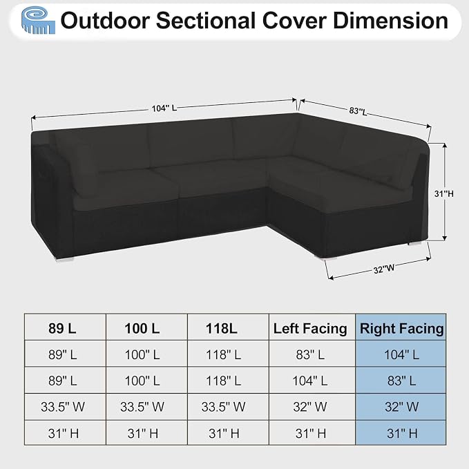 OutdoorLines Waterproof Outdoor Patio Sectional Cover - Image 2