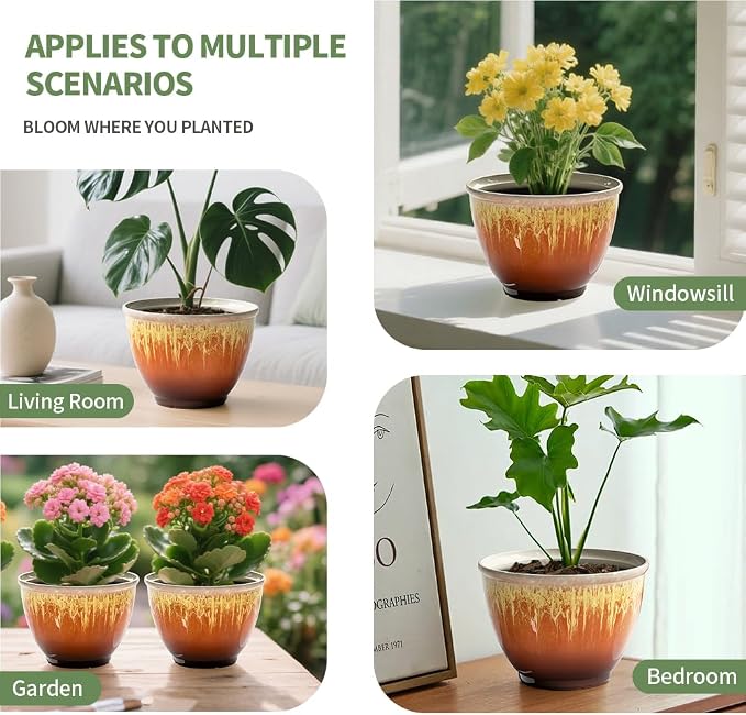 4 Pack Plastic Plant Pots Indoor - Image 7