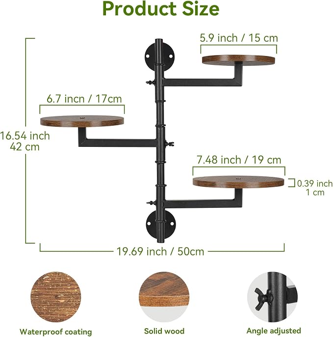 Wooden Rotatable Window Sill Plant Stand, 3 Tier Wall Plant Holder, 180 Degree - Image 3