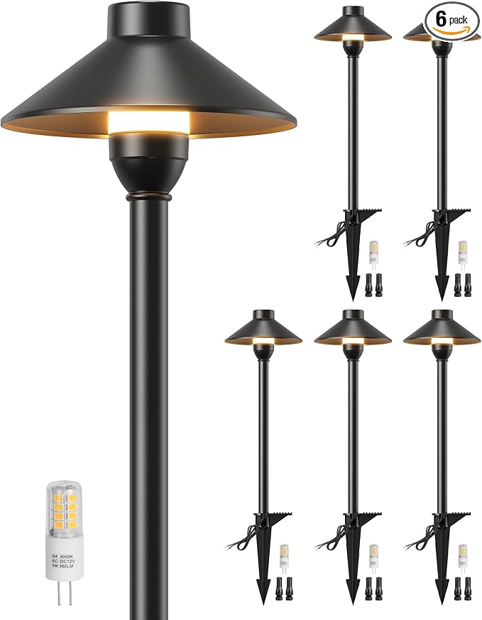 PARTPHONER Low Voltage Landscape Lighting 6-Pack, Aluminum 12V Pathway Lights by PARTPHONER
