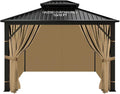 slashome 12'x12' Gazebo Curtains Outdoor Waterproof, Khaki Universal by SLASHOME