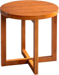 VINGLI Solid Wood Outdoor Side Table, Weather-Resistant Round Patio End Accent by VINGLI