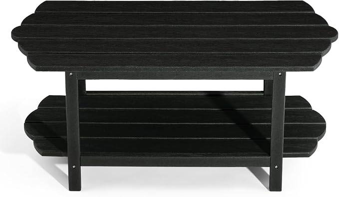 Adirondack Outdoor Patio Table-2 Tier Black Coffee Table Irregular Outside Table - Image 8