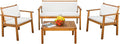Devoko Patio Furniture 4 Piece Acacia Wood Outdoor Conversation Sofa Set by DEVOKO