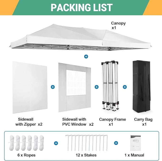 COBIZI 10x20 Pop Up Canopy Tent Commercial Instant Shelter - Image 6