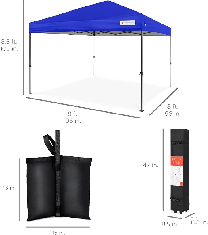 Best Choice Products 8x8ft Pop Up Canopy Tent, Outdoor Shade, 1 Person 1 Minute - Image 8