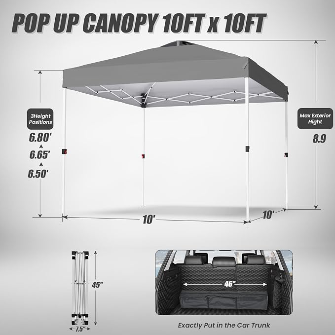10x10 Pop Up Canopy, Heavy Duty Pop Up Tent - Image 2
