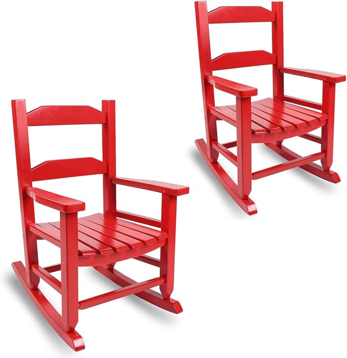 Toddler Rocking Chair Set of 2 for Kids Comfy Recliner Wooden Rocker for Baby by Hngilkoo