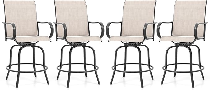 Giantex Set of 4 Swivel Outdoor Bar Stools, All-Weather Bar Height Patio Chairs by Giantex