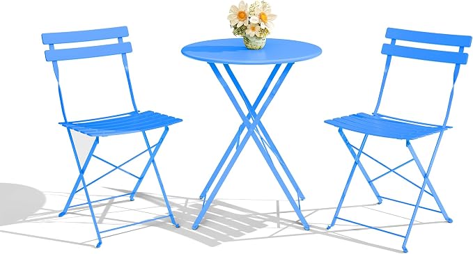 GarveeLife 3-Piece Folding Bistro Set, Foldable Patio Furniture Set by GarveeLife