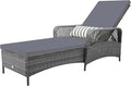 COSTWAY PE Rattan Chaise Lounge Chair, 6 Gear Adjustable Recliner by COSTWAY