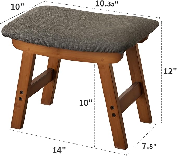 Foot Stool, Bamboo Small Sofa Foot Rest Under Desk, Extra Seating - Image 2