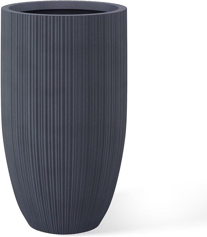 Kante 24 Inch Tall Round Concrete Planter, Large Indoor Outdoor Plant Pots by Kante
