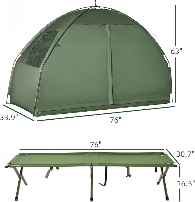 Outsunny Camping Tent Cot, Folding Tent Cot Combo - Image 7