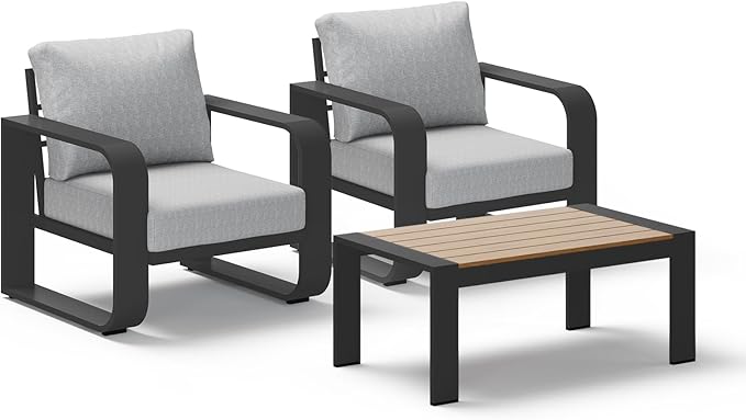 Aluminum Outdoor Sofa Bistro Set, Oversized Patio Conversation Sets Widened by Oasbira