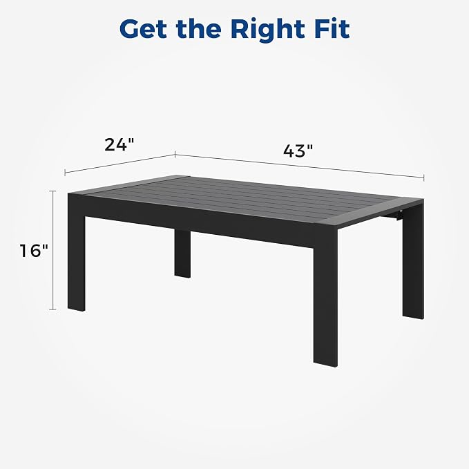Wisteria Lane Aluminum Outdoor Furniture Patio Coffee Table, All-Weather - Image 2