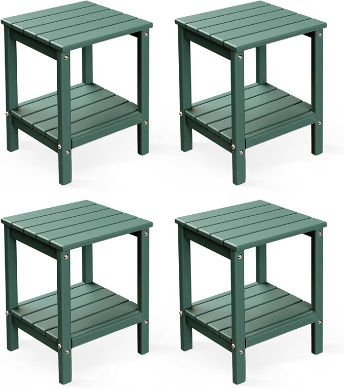 GREENVINES Adirondack-Outdoor-Side-Table | Set of 4 | 14 x 13 Inches | HDPE by GreenVines