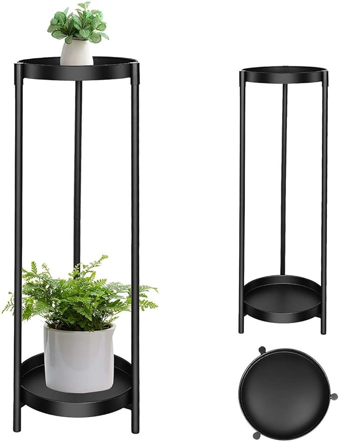 Plant Stand Indoor Outdoor, 2 Tier 24" Tall Black Flower Pot Plant Stands by Unknown