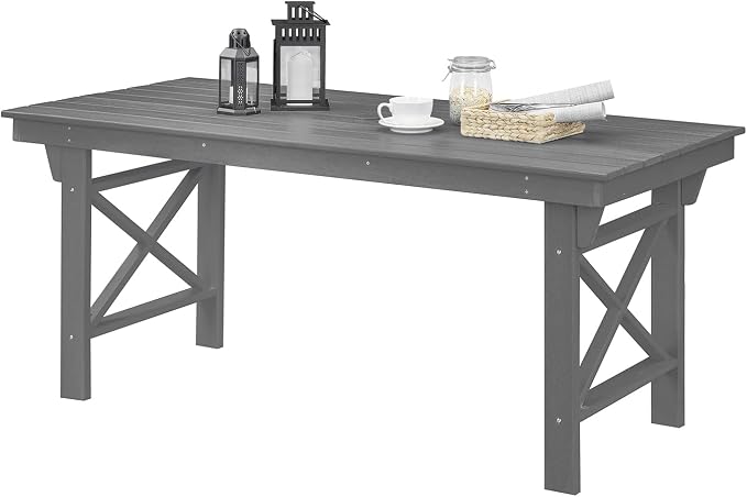 HDPE Outdoor Dining Table, 66.9” Rectangle Patio Dining Table by SeeHill