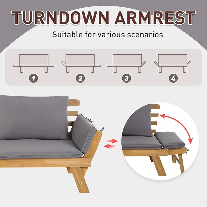 FDW Outdoor Patio Couch Daybed Sofa Loveseat Seating Outdoor Couch Daybed - Image 6