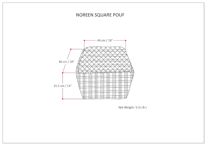 SIMPLIHOME Noreen Boho Square Pouf in Dark Blue and White Handloom Woven Pattern - Image 9