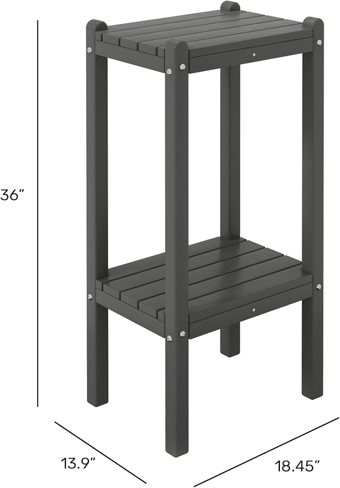 WestinTrends Malibu 36" Outdoor Adirondack HDPE 2-Tier Patio Side Table - Image 3