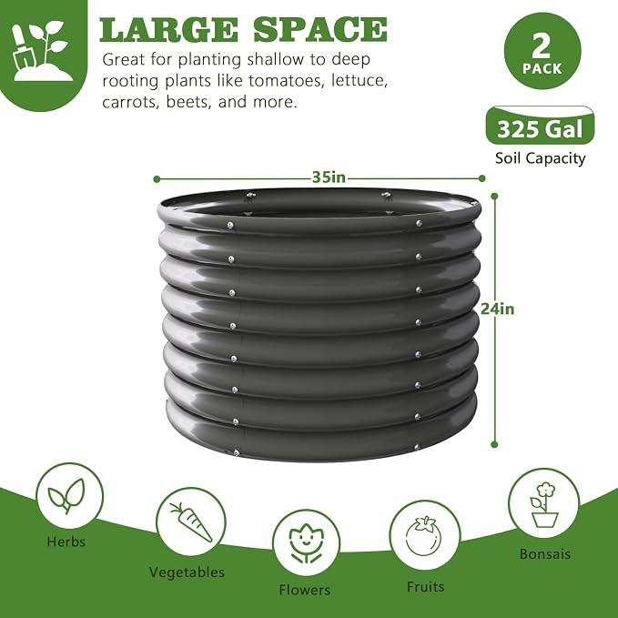 A ANLEOLIFE 6-Pack 6X3X2ft & 3x3x2ft Deep Root Galvanized Raised Garden Beds - Image 7