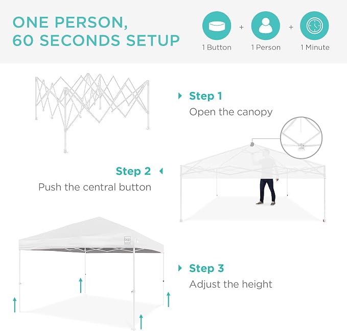Best Choice Products 10x10ft Pop Up Canopy Tent, Outdoor Shade, 1 Person 1 - Image 2