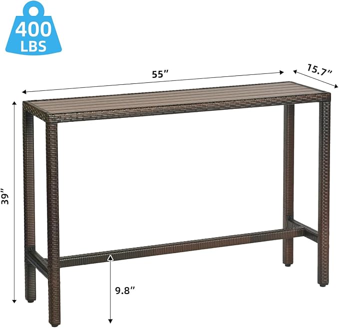 Outdoor Bar Table Patio Bar Height 55" Long Outdoor Console Table Hot Tub Tall - Image 2
