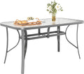 TLSUNNY Patio Outdoor Table W/ 1.69″ Umbrella Hole, Outdoor Metal Furniture by TLSUNNY