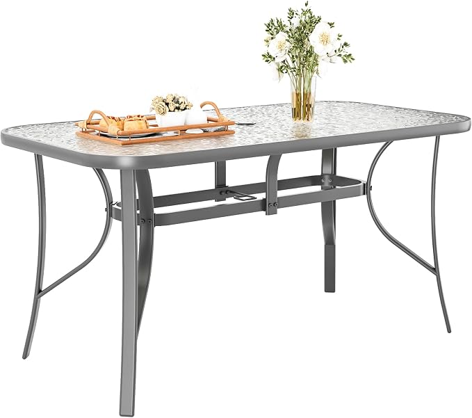 TLSUNNY Patio Outdoor Table W/ 1.69″ Umbrella Hole, Outdoor Metal Furniture by TLSUNNY