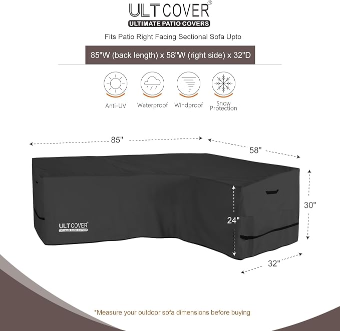 ULTCOVER Patio L-Shaped Right Facing Sofa Cover Waterproof - Image 2