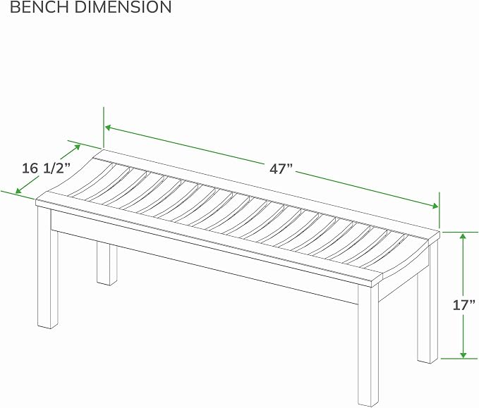 Cambridge Casual Arie Solid Wood Outdoor Patio Garden Backless Bench - Image 2