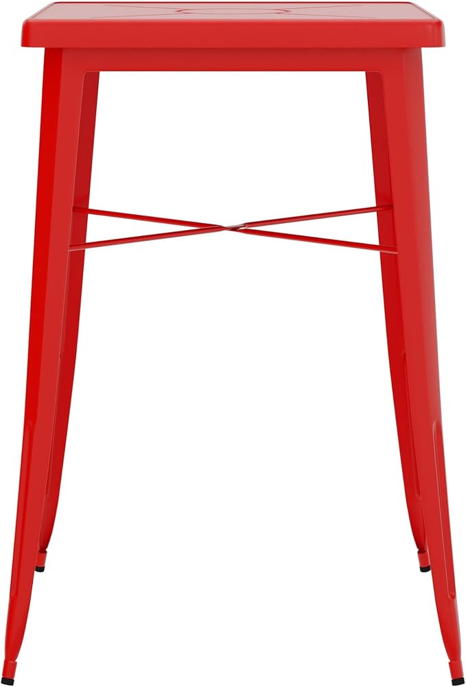 Pemberly Row Contemporary 28" Square Metal Bar Table, Galvanized Steel - Image 7