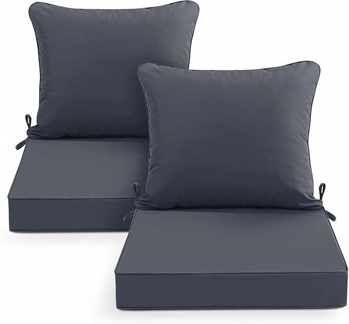 Outdoor Chair Cushion 19 x 19 Inch, Backrest and Seat Cushion Set by SUMMSUN