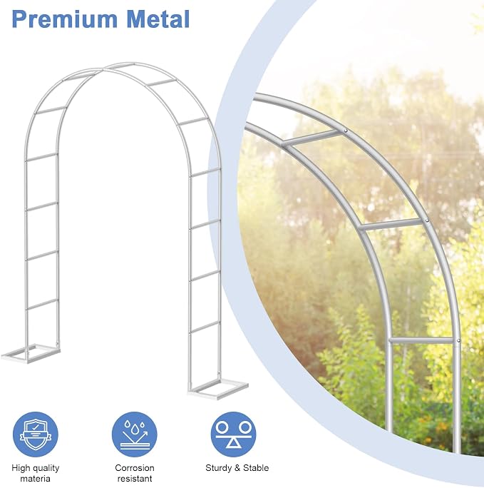 HEOMU Garden Arch Trellis, Metal Garden Arbor - Image 6