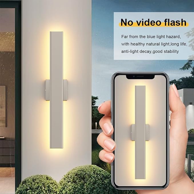 Aipsun 2 Packs Nickel Outdoor Wall Light 23.6inch Modern LED Exterior Wall - Image 8