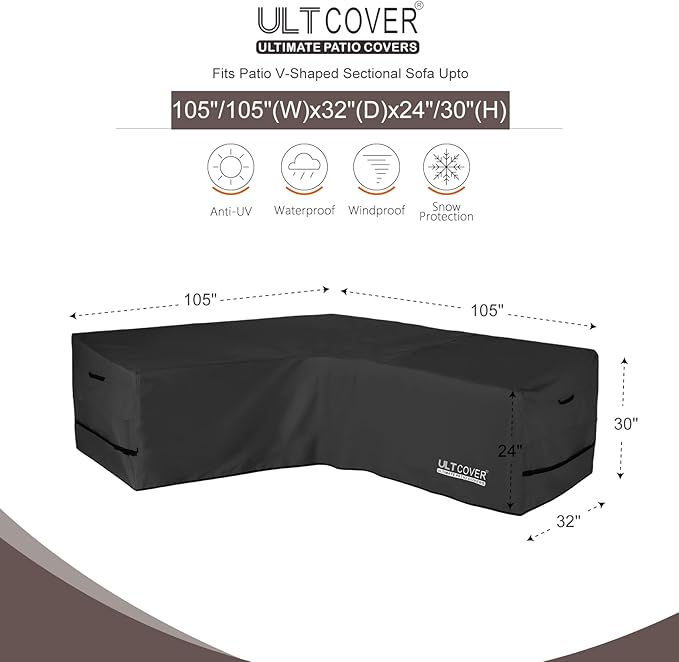 ULTCOVER Patio V-Shaped Sofa Cover Waterproof - Image 2
