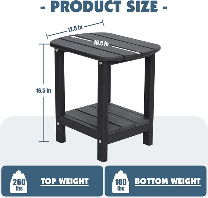Adirondack Outdoor Side Table, 16.5” HDPE Small Patio Table - Image 3