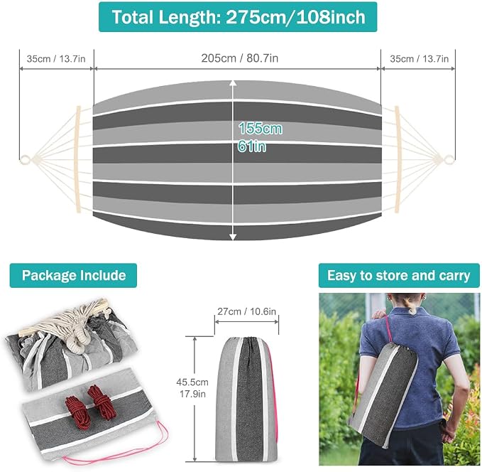 MOSFiATA Camping Hammock 550lb Upgraded Thickened 320G Durable Canvas Fabric - Image 3