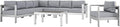 Modway Shore 7-Piece Aluminum Outdoor Patio Sectional Sofa Set in Silver Gray by Modway