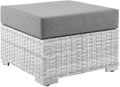 Modway Convene Wicker Rattan Outdoor Patio Ottoman in Light Gray Gray by Modway