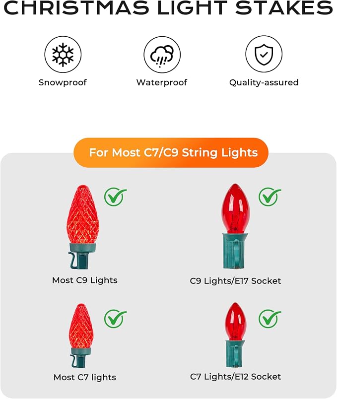 100-Pack Plastic Light Stakes, 7.5 Inch Christmas Yard Stakes - Image 3