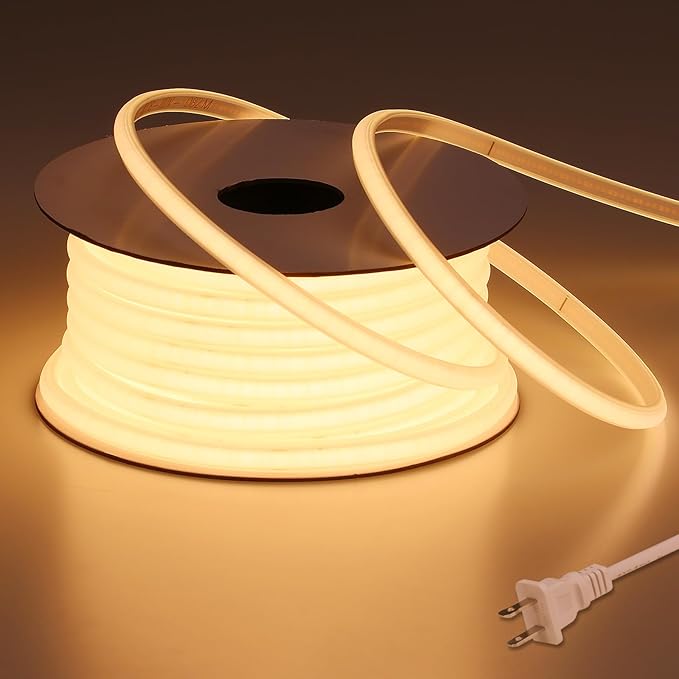 AC 110V COB LED Strip Lights Outdoor Waterproof 65.6ft, 3000K Warm White Super by BENLUN