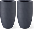 Kante 24 Inch Tall Round Concrete Planter, 2 Pack Large Indoor Outdoor Plant by Kante
