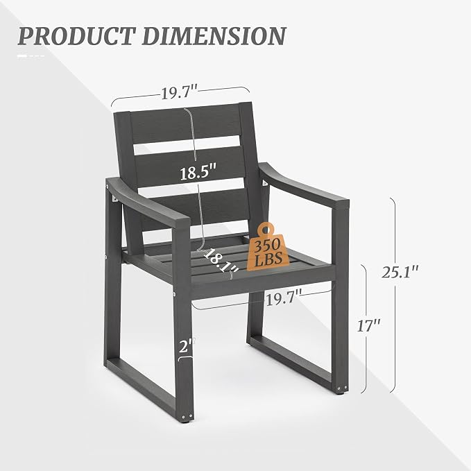 HDPS Outdoor Dining Chairs Set of 4, Patio Dining Chairs - Image 3
