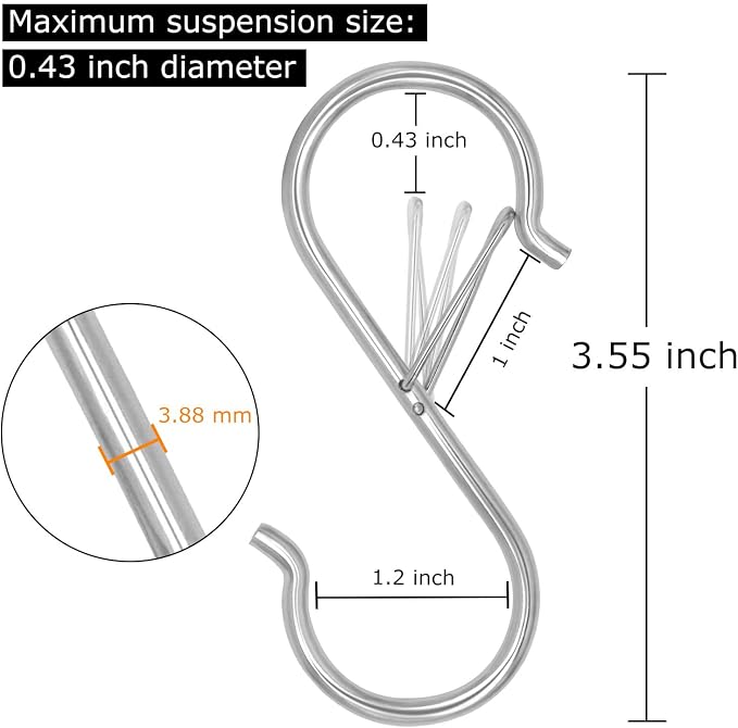 32 Pack S Hooks for Hanging, 3.5 inch Heavy Duty Metal S Hooks - Image 2